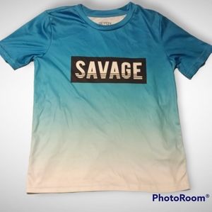 Boy's Seven Oaks Blue Ombre Savage Short Sleeve T-shirt Size Small (8)